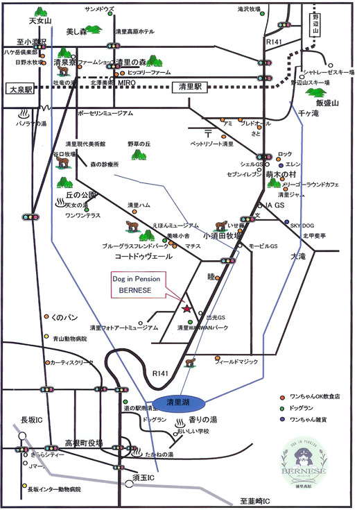 ペット 犬 と泊まれる宿 八ヶ岳 清里高原 ペンション バーニーズ ペンション コテージ